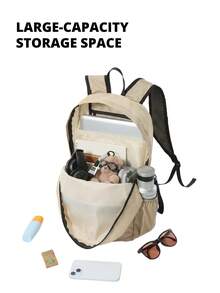 CAMEL CROWN Foldable Large Capacity Travel Backpack, Short Trip & Gym Storage Bag - Khaki - View 3