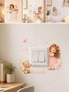 2/3pcs Fairy Princess Butterfly Light Switch Stickers, Removable Waterproof Damage-Free Wall Decals, Suitable For Bedroom Apartment Decoration - Butterfly Elf Switch Sticker - View 1