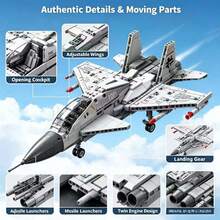 506 PCS F-14 Fighter Jet Building Blocks, Adult Military Aircraft Display Model, Gift For Halloween Christmas Thanksgiving Birthday - Silver - View 3