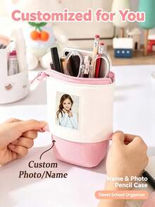 Customizable Telescopic Pencil Case/Stationery Storage Bag, Personalized With Photo And Name, Suitable As Teacher Or Student Gift, Women's Makeup Bag, End Of Semester Or Summer Camp Gift - Multicolor - View 2