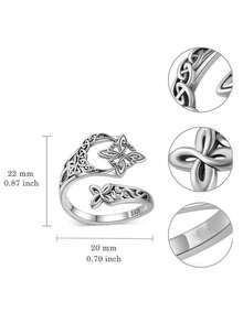 1pc Vintage Celtic Knot Ring For Women, Bohemian Witch Protection Knot Eternal Symbol, Adjustable Silver Color Stackable Index Finger Ring Gift - Multicolor - View 3