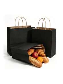 10/25/50pcs Kraft Paper Bags For Coffee, Drinks, Takeout, Packaging, Gift, Baking, Milk Tea, Premium Kraft Paper Bags, Dessert Gift Bags With Handles - View 3