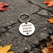 1pc Thank You Keychain, Stainless Steel Engraved Round Pendant, Appreciation Gift, Employee Colleague Thank You Souvenir Small Charm - A - View 5