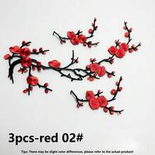3件組粉藍梅花刺繡布貼，衣物裝飾配件，附背膠 - A - 查看 18