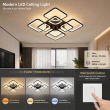 Novel Square Grid Ceiling Light: High Transparency Acrylic Material, Three-Color Dimmable, Large Space No Blind Spots, Wide Illumination. Soft And Glare-Free - Perfect For Living Room, Villa, Bedroom And Dining Room Use. Widely Used In Home Lighting And Decoration. - Multicolor - View 5