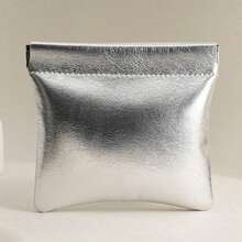 Mini bolsa plateada súper genial, monedero portátil con cierre a presión, bolsa organizadora de cables de datos - Plateado - Ver 10