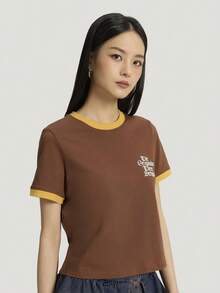 Adidas Originals Women's OG W TEE SS 2 Short Sleeve Knit Collarless T-Shirt TK3061 - Cocoa - View 1