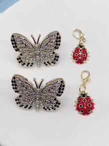 4PCS/Set Bling Rhinestone Butterfly Shoe Lace Charms Accessories Starfish Shell Decorative Shoelace Clips DIY Pendants Decorations Cherry Shoe Buckles - Multicolor - View 14