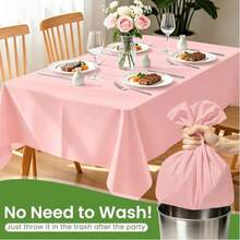 4/8pcs Solid Color Thickened Plastic Tablecloths 137x274cm Rectangular Disposable, Suitable For Birthday Party Wedding Decoration - D-Light Pink - View 5