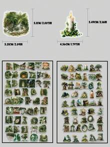SCXXBSW 50pcs/100pcs Green Forest-Themed Sticker Set Eye-Catching PET Decorative Stickers For Envelopes, Skateboards, Notebooks, Cars, And Planners Perfect For Rewards And Holiday Gifts - Sticker - View 2
