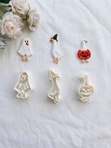 Spooky Clay Cutters Goose Shapes, Halloween Goose Cutter Molds For Polymer Clay Earrings Pendants, DIY Jewelry Making Supplies, Modeling Clay Tools - White - View 1