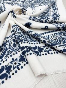 1pc Women's Autumn/Winter Paisley Print Satin Bandana Large Square Scarf, Warm Versatile Wrap Shawl For Daily Wear - Off-white - View 7