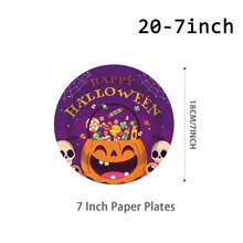 10/20/40pcs Paper Plates,Party Paper Plates,Paper Dinner Plates,7&9 Inch Disposable Paper Plates,Theme Party Tableware Paper Plates,Halloween Paper Plates,Halloween,Spooky Halloween Paper Plates,Tea Party Paper Plates - Multicolor - View 10
