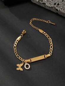 1 Gelang Anak-Anak Liontin Inisial Kupu-kupu Bergaya dan Kasual, Cocok untuk Dekorasi Sehari-hari, Hadiah Ulang Tahun dan Liburan untuk Anak-Anak - Yellow Gold - View 10