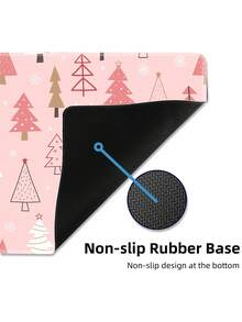 Pink Christmas Tree Large Desktop Mouse Pad, Cute Christmas Pine Tree & Snowflake Pattern Non-Slip Rubber Keyboard Desk Mat, Suitable For Office Home Desktop Decoration - View 9