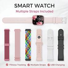Hwagol Smartwatch 1,85 Inci Hadiah dengan 100+ Mode Multi-Olahraga, Penghitung Tidur, Jam Tangan Pintar Pria dengan Fitur Jalan Kaki Luar Ruangan/Prakiraan Cuaca/Temukan Ponsel di Jam Tangan, Kompatibel dengan iPhone dan Android, Termasuk 7 Tali yang Dapat Diganti, Sempurna untuk Olahraga & Hadiah - MultiWarna - View 9