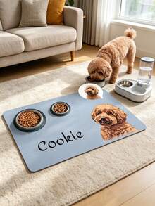 1pc Custom Pet Photo Food Mat, Personalized Dog Cat Feeding Placemat With Pet Photo & Name, Pet Bowl Mat, Pet Lover Gift, Puppy & Cat Feeding Mat, Kitchen Home Decor - Multicolor - View 4