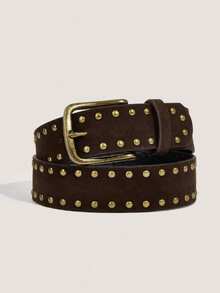 1pc Bohemian Style Brown Suede Metal Buckle Simple Fashion Versatile Decorative Belt, Suitable For Jeans, Skirts, Casual Wear, Daily Outfits - Silver Oval Pin Buckle, Coffee-colored Velvet - View 15