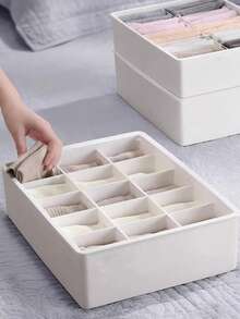 1pc Home Use Lidded Underwear & Socks Divider Storage Box, Cosmetic Storage Box, Wardrobe Storage Box, Underwear & Socks Compartment Storage Box, Miscellaneous Storage Box, Travel Essentials, Room Decor - View 2
