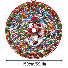 1件裝童話風彩色雪人動物圖案聖誕樹裙，優雅配色節日裝飾，5種尺寸，中性款節日禮物，適用於居家與派對聖誕家居裝飾 - 童話繽紛雪人動物 - 查看 13