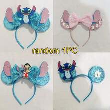 Hasbro Stitch Cartoon Party Headband, Mickey Mouse Sequin Ears Bow Hair Accessory, Amusement Park Decoration - Multi-color - View 7