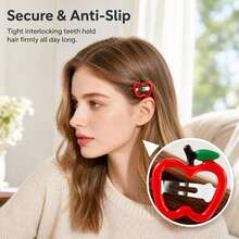 10/20pcs Apple BB Clips Sweet Bangs Hair Clips Oil-Drip Red Series Side Clips For Daily Commute - Multicolor - View 3