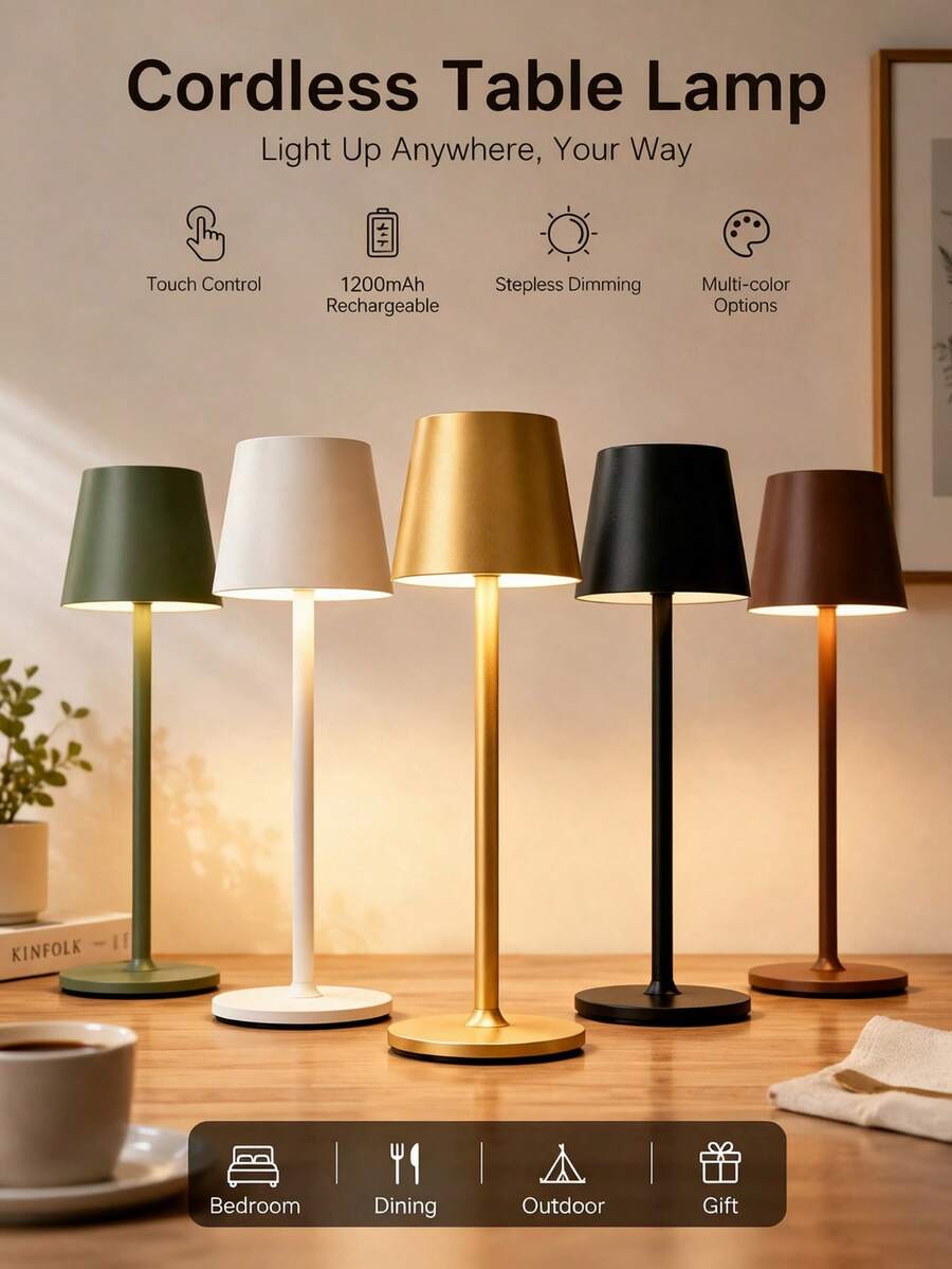Modern Rechargeable LED Desk Lamp - Detachable Touch Control Night Light, Portable Wave Design, Rechargeable 1200mAh Battery - Dimmable, Touch Control Bedroom And Dining Atmosphere Night Light, Bedside Lamp, Couple Dinner - Bedroom, Dining Room, Atmosphere Decor Desk Lamp