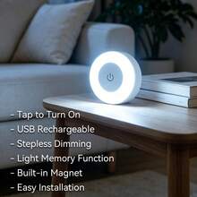 1PC Touch Sensitive Night Light, Magnetic Adjustable Dimming Ice Hockey Light, USB Rechargeable Compact Light Fixture, Adjustable Light Brightness, Suitable For Use In Bedrooms, Wardrobes, Kitchens, Corridors, Cabinets, Bedside, Desktops Or Ceilings - Touch Night Light - View 12