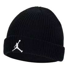Nike Jordan Solid Color Logo Beanie Unisex Couple Style Black - Black - View 4