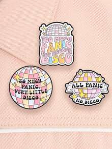 3 buah Pin Enamel Kutipan Teks Kecemasan Bola Disko Retro, Lencana Slogan Seru untuk Suasana Hati, Aksesoris Pakaian Fashion, Tas Ransel, Hadiah untuk Teman - MultiWarna - View 4