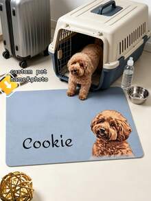 1pc Custom Pet Photo Food Mat, Personalized Dog Cat Feeding Placemat With Pet Photo & Name, Pet Bowl Mat, Pet Lover Gift, Puppy & Cat Feeding Mat, Kitchen Home Decor - Multicolor - View 1