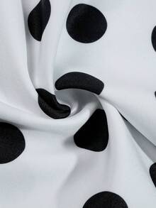 DONICY Blus Wanita Lengan Sedang Warna Polos dengan Kerah dan Desain Lengan Kelopak, Atasan yang Modis dan Elegan - Hitam dan Putih - View 3