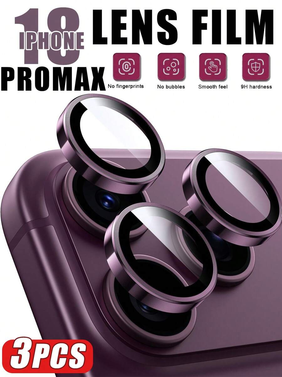 Camera Lens Protector Compatible With Iphone 17 Pro Max/17 Pro, 9H Aviation Grade Tempered Glass, Ultra-Clear, Metal Independent Ring, Compatible With Phone Case, Red,3pcs - Burgundy - View 1