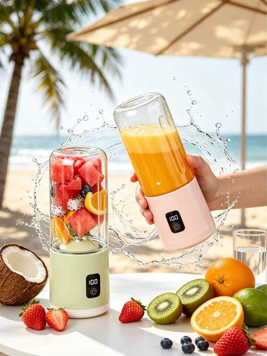 Portable USB Rechargeable Blender And Juicer - 1500mAh Large Capacity Battery, Ice Crushing, Easy To Clean, Lightweight, Suitable For Fruit, Vegetable, Beverage, Milkshake, Perfect For Camping, Fashionable Blender, Kitchen Tool, Office Milkshake Maker