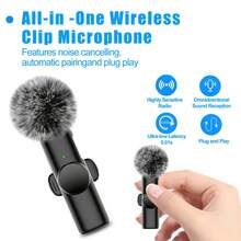 Wireless Clip-On Microphone Mini Lavalier Microphone Noise Reduction Type-C Plug And Play 2.4G Ultra-Low Latency Built-In Noise Reduction Chip Working Time Video Recording Live Streaming Video Recording Interview Podcast Battery Capacity 50mAh - Black - View 11