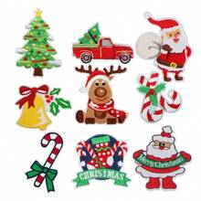 9pcs Christmas Embroidered Patches, Santa Claus Reindeer Christmas Tree Appliques, High Density Embroidery Wear-Resistant Durable, Iron-On/Sew-On, Suitable For Clothing Decoration, Suitable For Hooded Backpacks - Christmas Collection - View 4