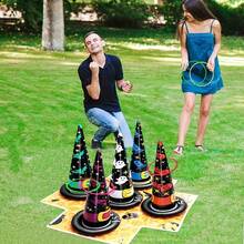 1 Set Inflatable Witch Hat Halloween Ring Toss Game Set - Perfect Choice For Indoor/Outdoor Party, Inflatable Ring Toss Game Toy, Perfect Choice For Family Party Games, Halloween, Christmas Gift - Multicolor - View 9