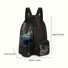 1PC Mesh Drawstring Swim Backpack With Wet Pocket Large Beach Gym Bag With Water Bottle Holder - Mesh Drawstring Swimming Backpack With Wet Bag - View 4