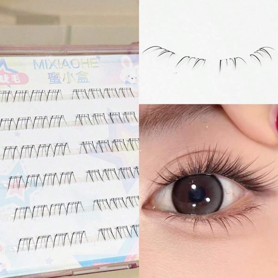 MIXIAOHE 48/80‑Cluster Natural Lower Lash Clusters, 5.5mm Lifelike No‑Makeup Effect, Distinct Individual Strands, Cluster‑Style Lazy False Lashes For Authentic Soft Daily Eye Makeup
