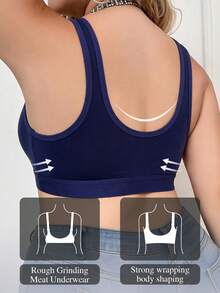 mimilemon Plus Size Wireless Front Closure Bra, Floral Lace Comfortable Breathable Push-Up Bra, Wide Strap Support Wire-Free Women's Everyday Bra - Blue - View 2