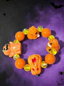 European & American Halloween Couple Exaggerated Resin Bracelet, Fashionable Versatile Halloween Ghost & Pumpkin Pendant Bracelet - Multicolor - View 9