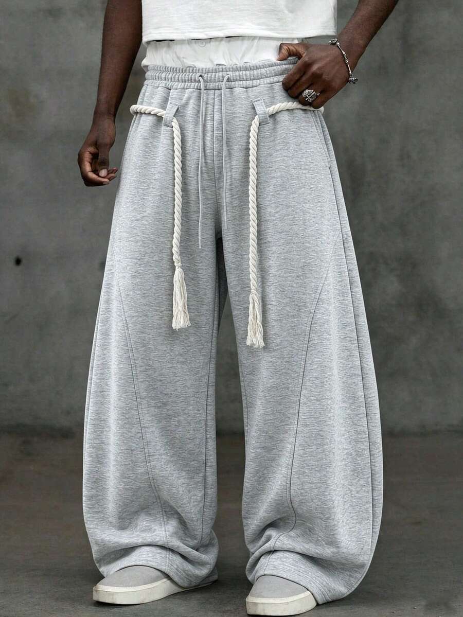 New Men's Casual Long Pants. Pockets On Both Sides - Convenient For Carrying And Storage, Suitable For Outdoor And Daily Wear - Light Grey - View 1