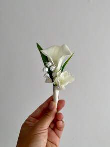 Set Korsase Bunga Calla Lily & Hydrangea Buatan (6 buah/1 buah), Cocok untuk Dekorasi Pernikahan Pengantin, Bunga Kerah Gaun & Jas, Acara Formal, dan Hari Jadi - MultiWarna - View 9