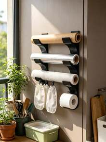 2 Storage Racks Can Accommodate 3 Rolls Of Kitchen Paper/Food Wrap/Aluminum Foil. The Storage Racks (Designed To Hold Rolls With A Diameter Of No More Than 50 Mm) Save Space, Feature Hole-Free Installation, And Create A Tidy Kitchen. - Multicolor - View 7