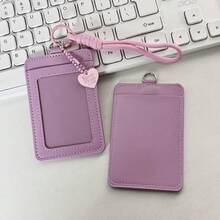 Ins Heart Double Layer Leather Card Holder, ID Badge Holder, Tesla Access Card, Campus, Fan, Bus, Meal Card, Photo, Work Badge, Card Sleeve, Card Film, Protective Case - A - View 13