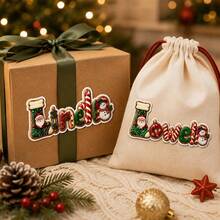 Custom Christmas Name Stickers, Personalized Holiday Letter Decals, Festive Santa Snowman Candy Cane Style, Customized Gift Wrap Labels, Customizable Name Stickers For Presents, Christmas Party Decor, Holiday Gift Tags 2026, Christmas Gift Stickers - Style a - View 4