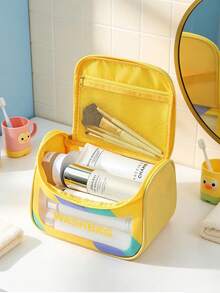 Portable Handheld Mother & Baby Travel Storage Bag, PVC Transparent Visible Toiletry Bag, Baby Bath & Care Products Organizer Bag, Suitable For Home And Outdoor Use - Multicolor - View 2