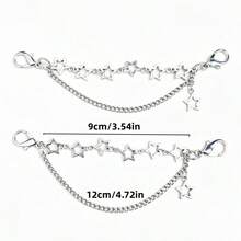 2pcs Star-Shaped Layered Shoe Chains, Y2K Accessories, Compatible With Canvas Shoes And More, Shoe Modification DIY Jewelry, Basic Iron Metal Chain For Home - Silver - View 2