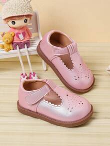 Giày búp bê đế bệt đục lỗ thời trang dễ thương cho bé gái mùa xuân/thu - Hồng - Xem 1