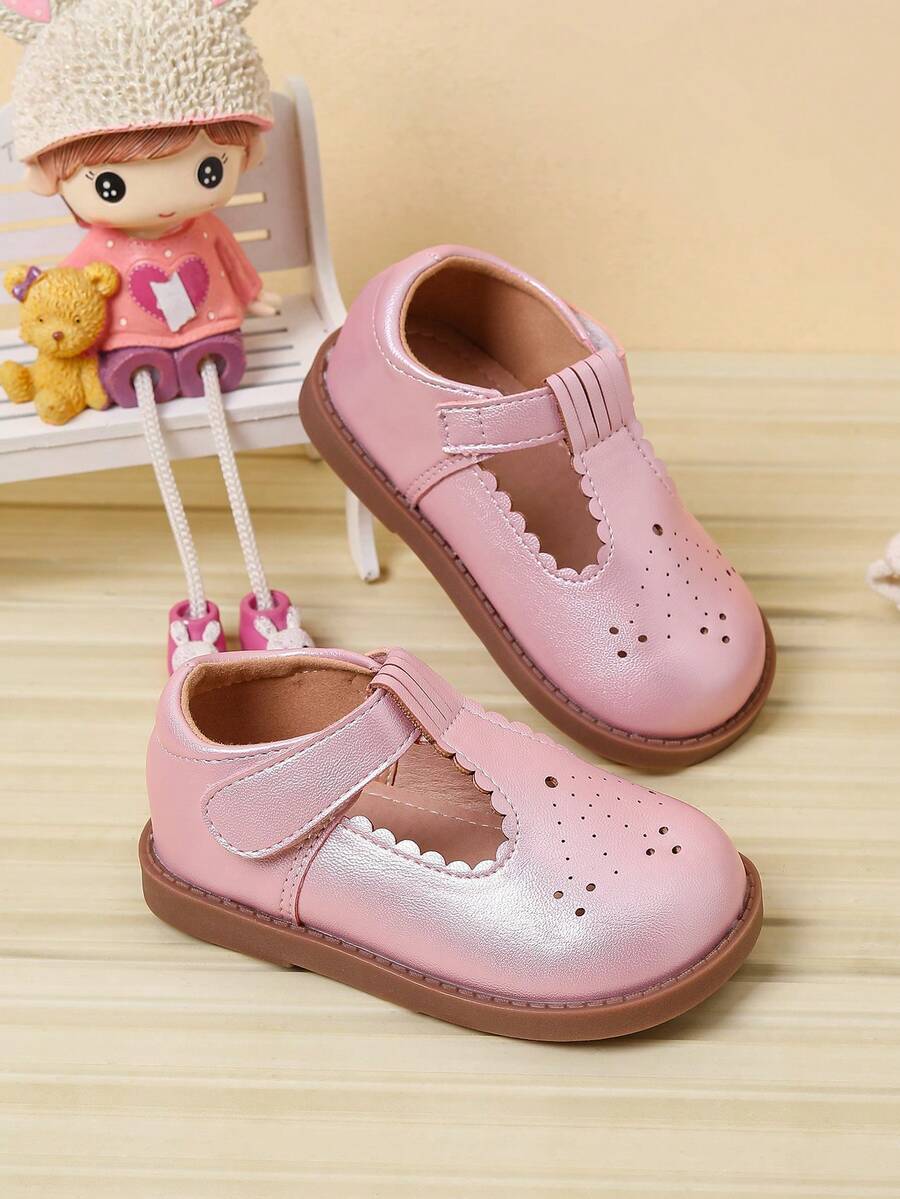 Giày búp bê đế bệt đục lỗ thời trang dễ thương cho bé gái mùa xuân/thu - Hồng - Xem 1